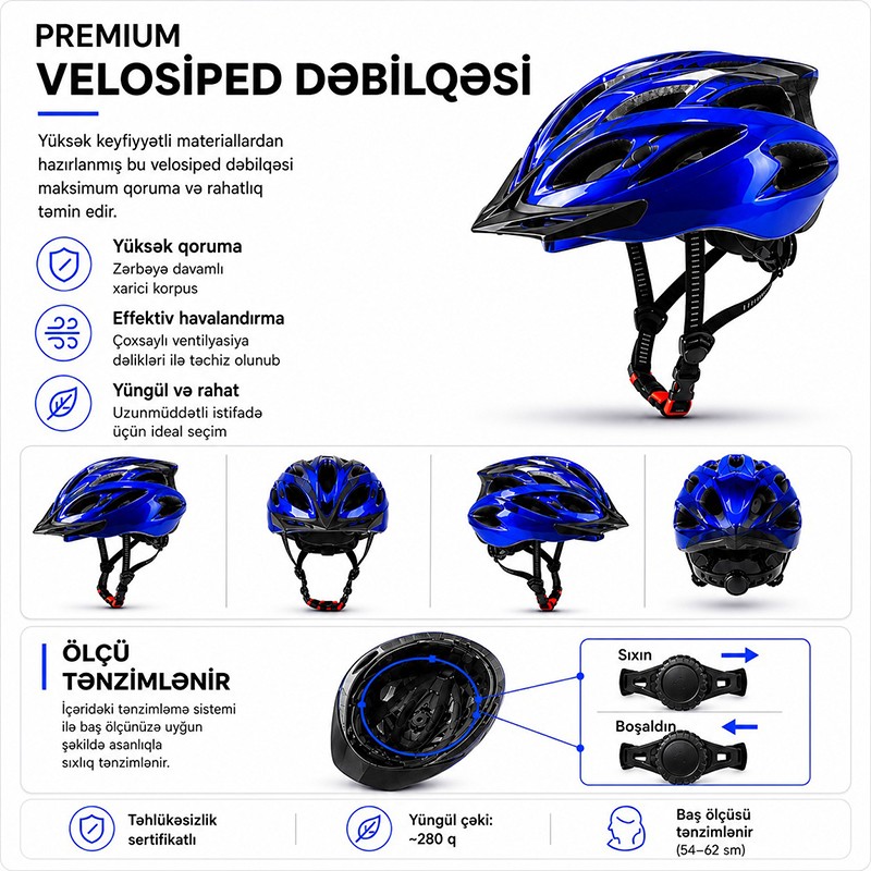 Velosiped dəbilqələsi mavi